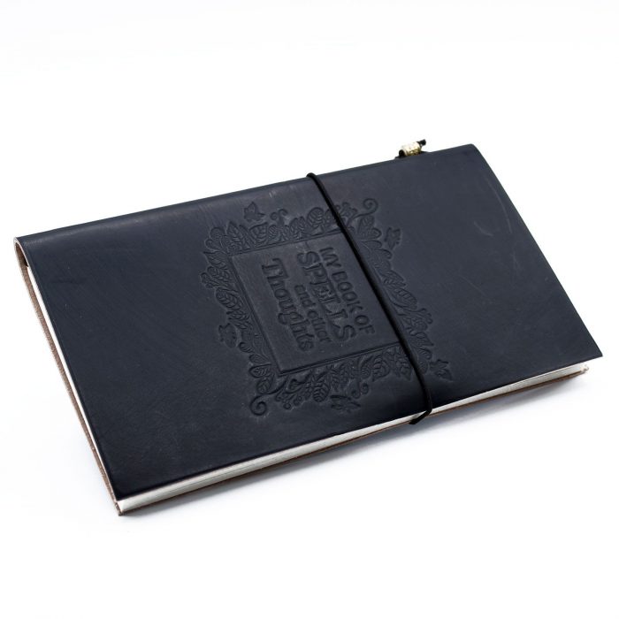 Handmade Leather Journal - My Book of Spells and other Thoughts - Black - Image 4