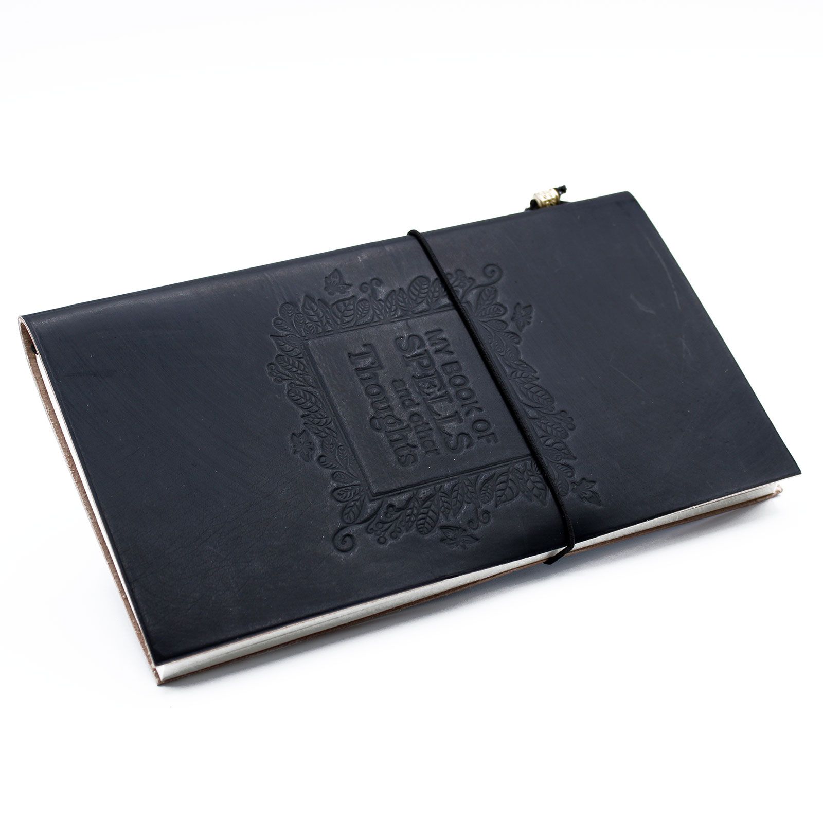 Handmade Leather Journal - My Book of Spells and other Thoughts - Black - Image 4