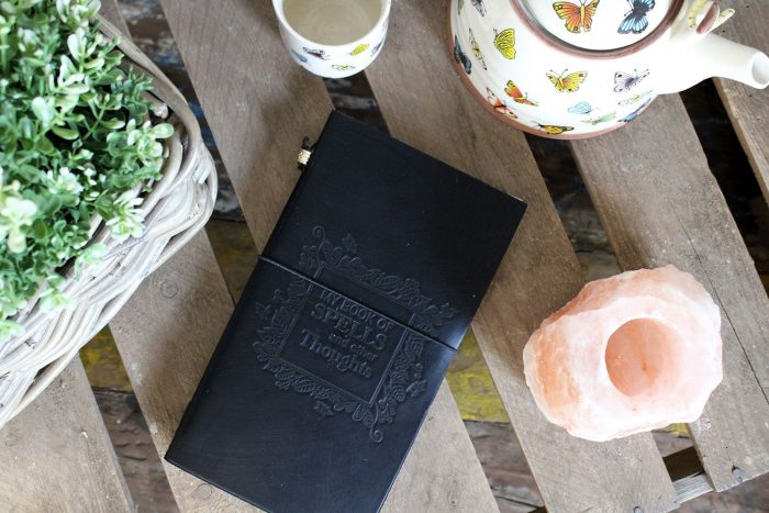 Handmade Leather Journal - My Book of Spells and other Thoughts - Black - Image 2